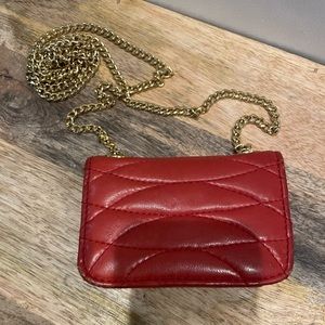 Giorgio of Beverly Hills red leather chain strap mini shoulder bag